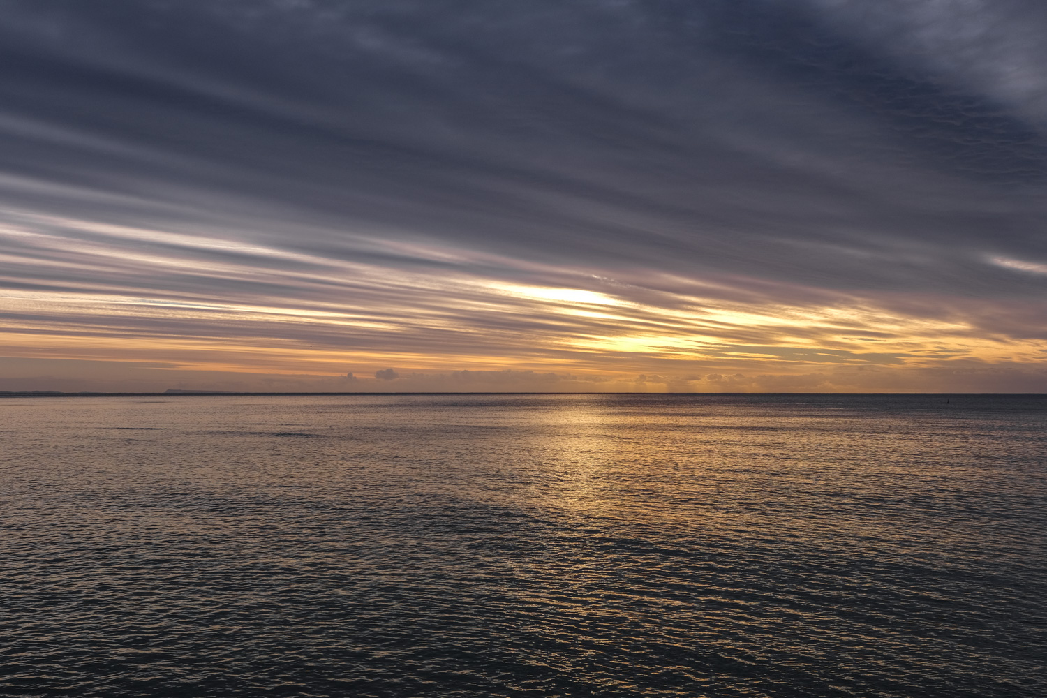 Early morning streaky cloudscape over the sea from Front Beach, Lyme Regis 09_12_20